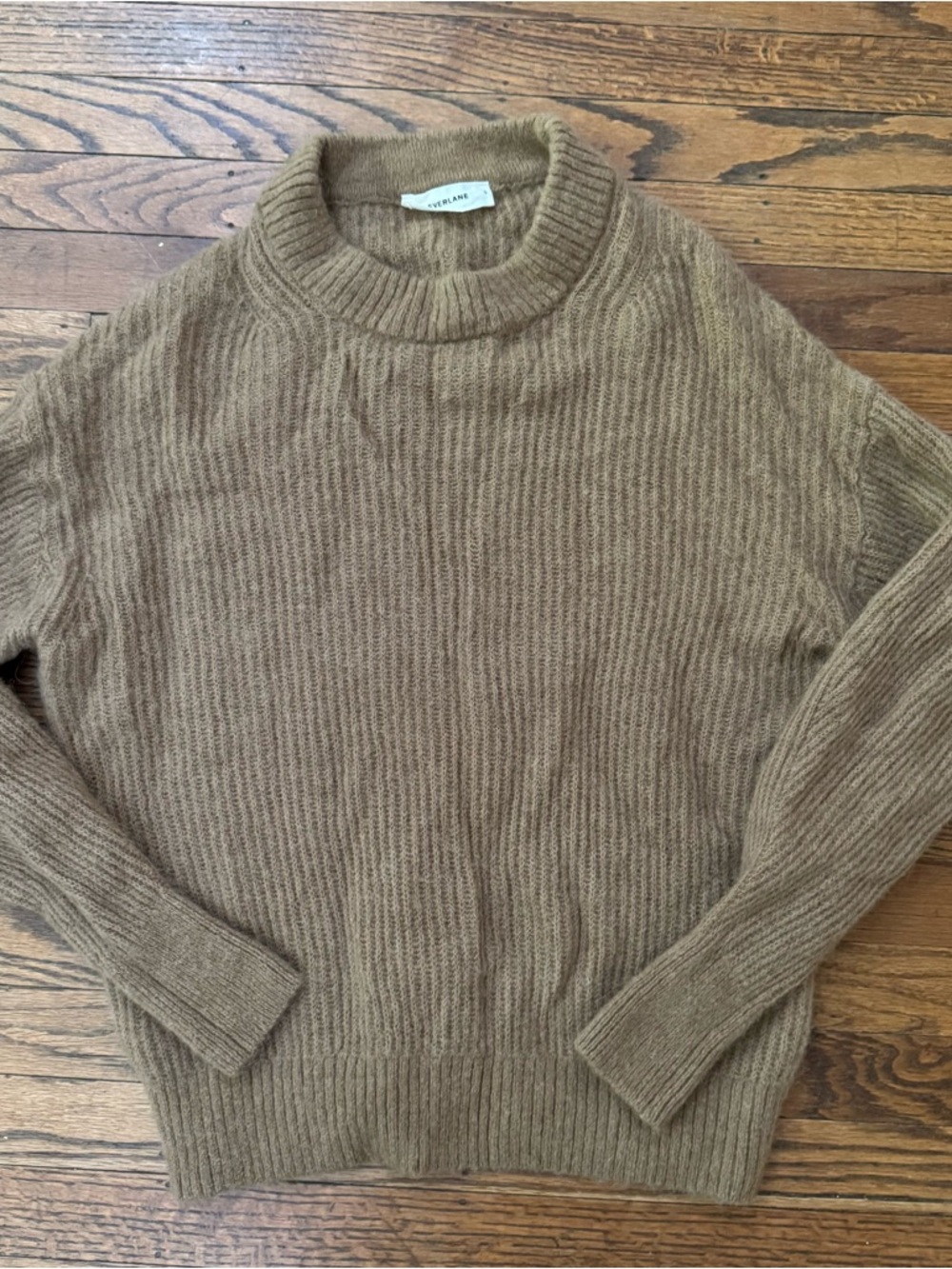 Everlane Cocoon Crewneck Sweater Alpaca in Tigers Eye Tan S EUC